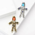 Crystal Scarecrow Brooch Straw Body Gold or Silver Tone Styles view 1