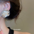 Cream Rose Rhinestone Frame Pearl Bracelet and Matching Studs view 3