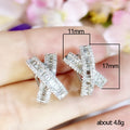X-Shaped Baguette Clear Stone Stud Earrings In Silver Tone view 5