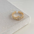 Gold Crown Open Adjustable Ring Clear Zirconia Stones view 2