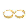 Wide Textured Hoop Earrings in Gold and Silver Tones view 5