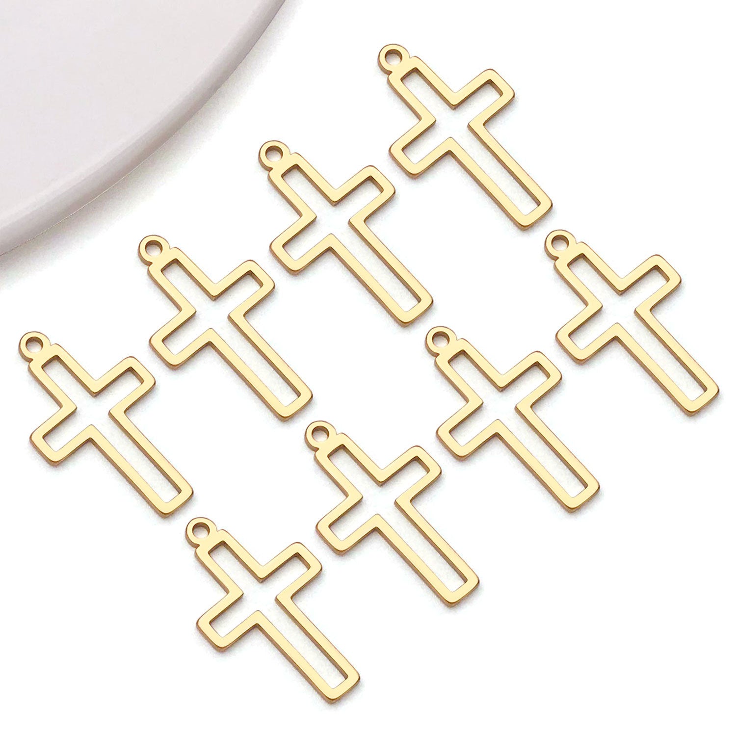Stainless Steel Hollow Cross Charm Pendant for DIY Necklace Bracelet Keychain