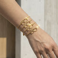 Gold Cat Paw And Heart Interlock Chain Bracelet Band view 2