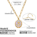 Gold Paperclip Chain Tulip Enamel Oval Pendant Necklace view 6