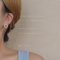 Gold Bow Open Circle Pearl and CZ Stud Earrings Pair view 2