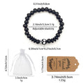 Black Wood Bead Single Skull Focal Stretch Bracelet view 2