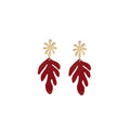 Gold Starburst Stud Matte Leaf Drop Earrings Four Colors view 5