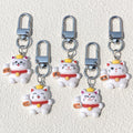 White Fortune Cat Resin Clip Keychains in Five Designs view 1