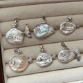 Irregular Pearl Like Fish Pendant Necklaces In Gold And Silver view 4