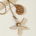 Beaded Starfish And Shell Pendant On Braided Cord Necklace view 4