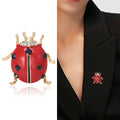 Red Enamel Ladybug Brooch with Polished Metal and Decorative Accents view 2