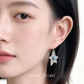 Antique Silver Star Turquoise Cabochon Hook Drop Earrings view 2