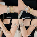 Gold Silver Starfish Wing Spiral Open Cuff Bracelets view 1