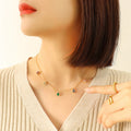 Gold Multicolor Teardrop CZ Station Pendant Necklace view 3