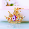 Large Jeweled Crown Keychains in White Blue and Purple with Braided Loops view 8