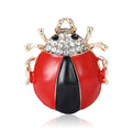 Red and Black Enamel Ladybug Brooch With Crystal Head view 1