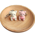 Flocked Heart Teddy Bear Keychains Lobster Clasp 4 Colors view 5