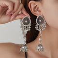 Ornate Teardrop Bell Fringe Long Earrings in Four Colors view 6