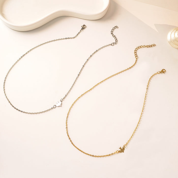 Silver Dove Clasp Delicate Finished Chain Necklace