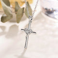Heart-Wrapped Cross Pendant Necklace In Gold And Silver Tones view 2