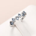 Silver Wave Blue CZ Band Ring Five Stone Zigzag Style view 2