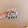 Colorful Enamel Flower Cluster Stud Earrings in Two Styles view 6