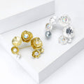 Matte Gold Silver Flower Brooch Pearl AB Rhinestone view 2