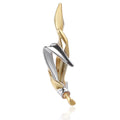 Abstract Two Tone Figure Brooch with Pearl Accent Decorative Lapel Pin view 1