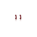 Red Beaded Curved Crescent Bold Statement Stud Earrings view 5