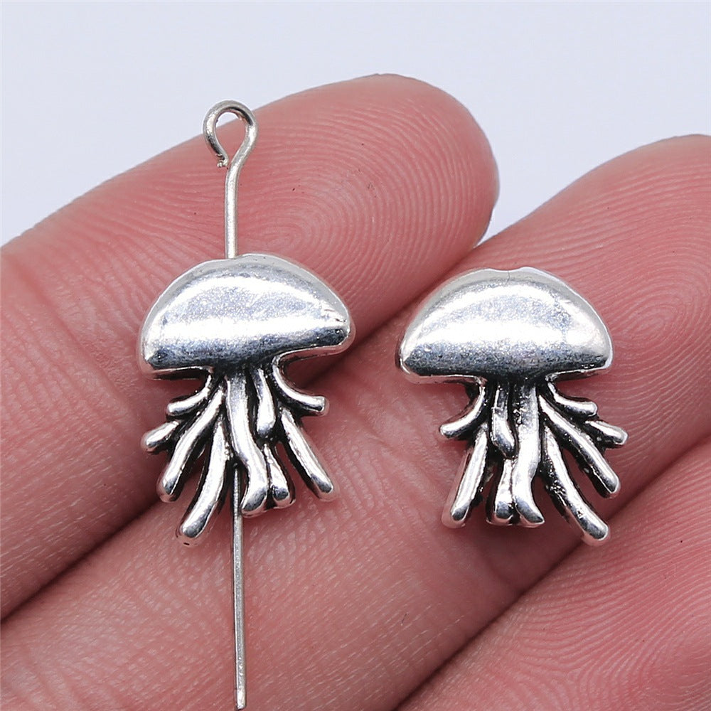 15x12mm 1.9g Antique Silver Zinc Alloy Jellyfish Loose Metal Beads for DIY Ocean Jewelry Making