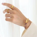 Gold Magnetic Clasp Baguette Zircon Tennis Bracelet Colors view 7