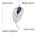 Large Teardrop Crystal Feather Brooch in Gold or Silver Tone view 7
