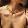Layered Pearl Floral Collar Necklace With Gold Tone Details view 3