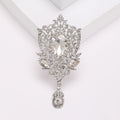 Crown Frame Pear Crystal Brooch With Drop in Five Colors view 7