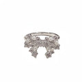 Silver Cubic Zirconia Pearl Bow Open Ring Adjustable view 5
