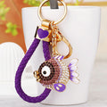 Jeweled Round Fish Keychains in Five Colors with Braided and Plain Loops view 10