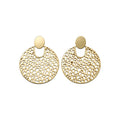 Round Filigree Metal Drop Stud Earrings in Two Tones view 5