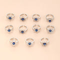Silver Evil Eye Open Rings Blue Glass Bead 11 Design Styles view 4