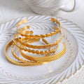 Gold Open Cuff Bangles Heart Oval Braid Scale Designs view 3