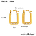 Rectangle Hoop Earrings With Four Rhinestones Gold Silver view 8