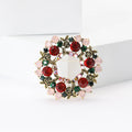 Multicolor Floral Wreath Brooch with Detailed Metal-tone Finish view 1