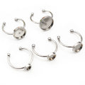 Stainless Steel Open Rings With Twin Ball Cabochon Settings view 3