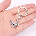 Silver Running Horse Horseshoe Charm Metal Keychain view 3
