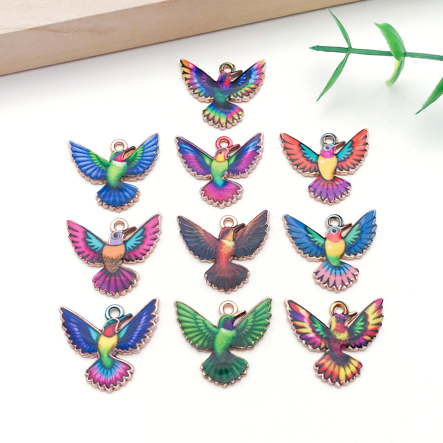 Colorful Enamel Zinc Alloy Flying Bird Charm Pendant for DIY Phone Strap Keychain Jewelry