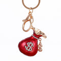 Rhinestone Dollar Money Bag Keychain Gold Purple Red view 5