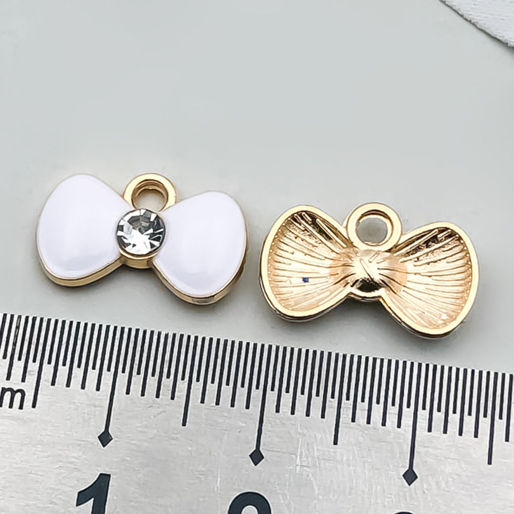 Enamel Zinc Alloy Lace Bowknot Bow Butterfly Charm Pendant for DIY Necklaces and Earrings