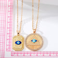 Gold and Silver Tone Geometric Crystal Evil Eye Necklaces view 5