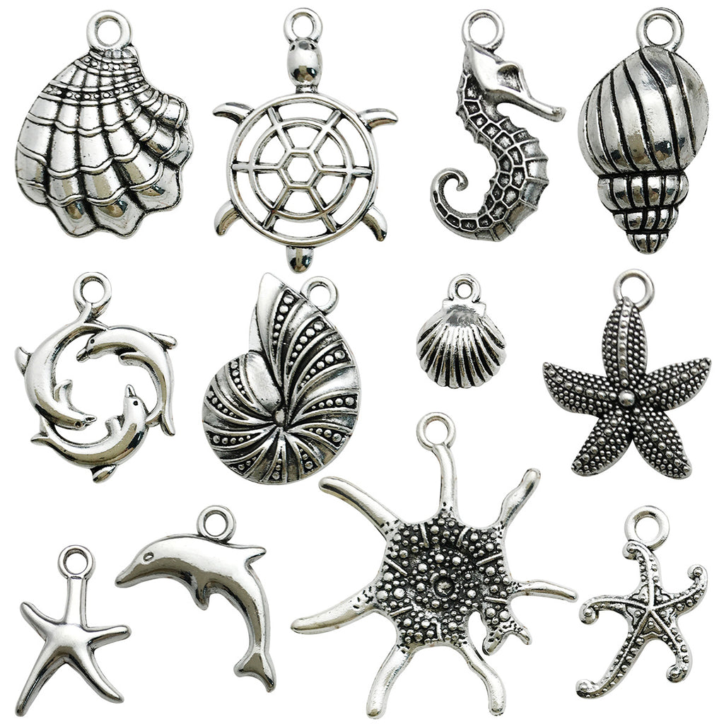 Antique Silver Zinc Alloy Shell Conch Ocean Charm Pendant for DIY Bracelet Necklace Earrings