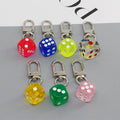 Colorful Transparent Acrylic Dice Clip Keychains in Seven Colors view 2
