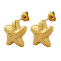 Textured Irregular Starfish Stud Earrings Gold Tone Metal view 5